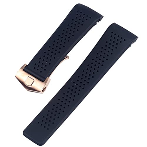 FZXCG Beobachten Sie das Armband Ersatz für Tag Grand Carrera Aquaracer Gummi -Silikon -Armband Männer Armband Accessoires Uhren Band(Black rosegold buck,22mm) von FZXCG