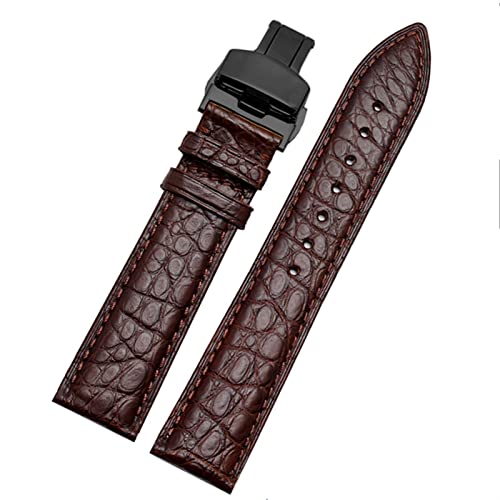 FZXCG Crocodile -Leder -Uhrband für jedes Marken -Armband 12 13 14 15 16 17 18 19 20 22 23 24 -mm -Träger mit Klappverschluss(Brown black,21mm) von FZXCG