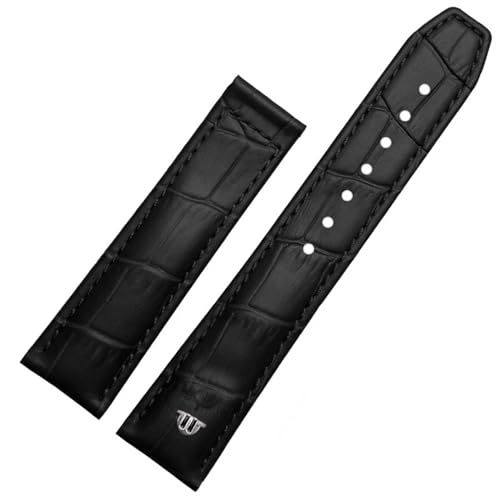 FZXCG Echtes Leder Armband für Uhrenarmband 20mm 22mm Faltschließe Freizeit Business Rindsleder Armband(Black no buckle,20mm) von FZXCG