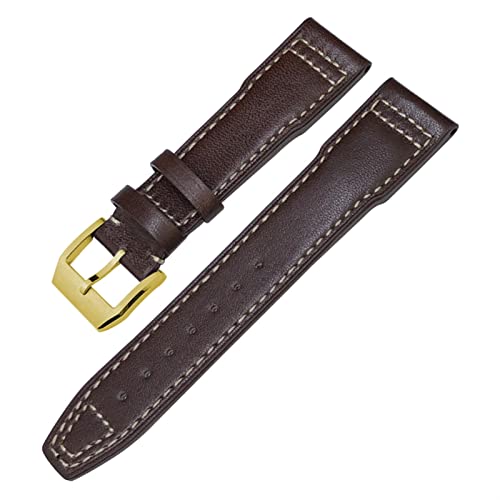 FZXCG Echtes Leder Uhrband Für Iwc Markieren Xviii Le Petit Prince Pilots Uhr 20mm 21mm 22mm Kaufpferdsgurt(Brown white gold,20mm) von FZXCG