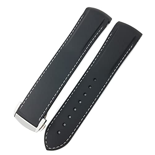 FZXCG Gummi-Uhrenarmband für IWC Pilot Mark 18 Spitfire Chronograph IW3270 IW3777 IW5010, gebogenes Ende, 19 mm, 20 mm, 21 mm, 22 mm, 21 mm, Achat von FZXCG