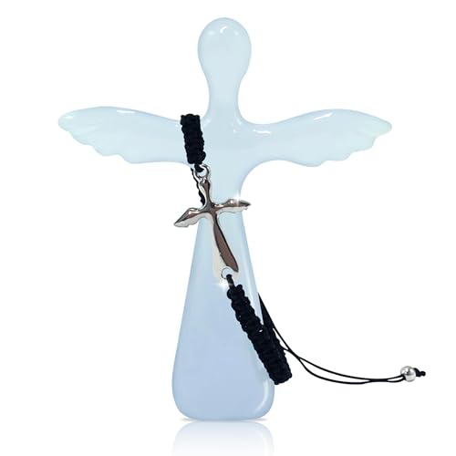 FZkuozougedd Engelskreuz stehendes Armband Geschenk-Set – christlicher stehender Kristallengel Figur Heiliges Kreuz Armband mit Grußkarte Kirche Heimdekoration Gebet Gedenkstätte Frauen Mädchen FZkuozougedd Engelskreuz stehendes Armband Geschenk-Set – christlicher stehender Kristallengel Figur Heiliges Kreuz Armband mit Grußkarte Kirche Heimdekoration Gebet Gedenkstätte Frauen Mädchen von FZkuozougedd