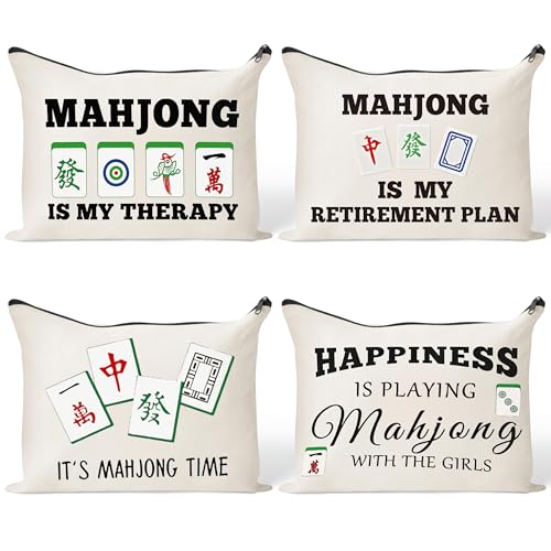 FZkuozougedd Lustige Mahjong-Make-up-Tasche – 4 Stück Glücksmahjong-Fliesen, Geschenke, Reise-Kulturbeutel, Reißverschluss, Kosmetiktasche, Stift-Geldbörse, Tasche für Frauen, Brettspiel-Liebhaber FZkuozougedd Lustige Mahjong-Make-up-Tasche – 4 Stück Glücksmahjong-Fliesen, Geschenke, Reise-Kulturbeutel, Reißverschluss, Kosmetiktasche, Stift-Geldbörse, Tasche für Frauen, Brettspiel-Liebhaber von FZkuozougedd