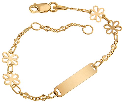 SILBERKETTEN STORE DEIN SCHMUCK ONLINE SHOP Kinder/Baby Gravurarmband Blumen - 375 Gelbgold - Länge wählbar von 12-16cm von SILBERKETTEN STORE DEIN SCHMUCK ONLINE SHOP