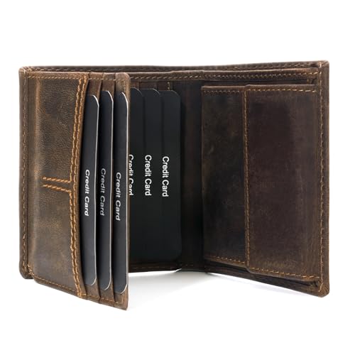 Fa.Volmer ® Geldbörse aus Echtleder | RFID-Schutz | 9 Kartenfächer + Münzfach | inkl. Geschenkbox | Modell: CityWalker (dunkel-braun) von Fa.Volmer