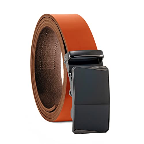 Fa.Volmer ® Gürtel Herren Echtleder mit Ratsche Automatikschließe | Breite: 35mm, Bundgröße: 125cm | kürzbar | Riemenfarbe cognac | Modellreihe ATG (04-cog-Torino) von Fa.Volmer