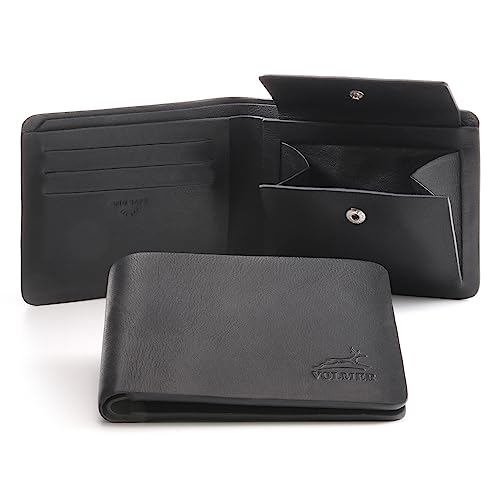 Fa.Volmer ® Hochwertige Herren Geldbörse aus Leder ‒ Ohne Futter, nur Leder ‒ Nahtlos ‒ Abgerundete Ecken ‒ Großes Münzfach ‒ Querformat ‒ RFID-Schutz ‒ Business-Modell ONE (Schwarz nahtlos) von Fa.Volmer