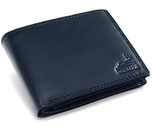 Fa.Volmer ® Leder Geldbörse Herren - extra-stabile Doppelnaht - 9 Fächer für Kreditkarten - Querformat - VO11 (02 Navy-blau) von Fa.Volmer