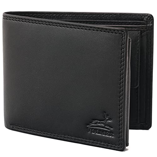 Fa.Volmer ® Leder Geldbörse Herren mit RFID-Schutz I extra-stabile Doppelnaht I 9 Fächer für Kreditkarten I Querformat I VO11 RFID Diverse Farben (01 schwarz (+RFID)) von Fa.Volmer
