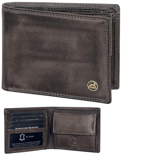 Fa.Volmer ® Leder Geldbörse Herren mit RFID-Schutz - extra-stabile Doppelnaht (4+2 Card - Baslat Grey) von Fa.Volmer