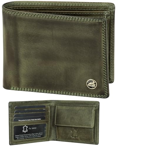 Fa.Volmer ® Leder Geldbörse Herren mit RFID-Schutz - extra-stabile Doppelnaht (4+2 Card - Hunter Green) von Fa.Volmer