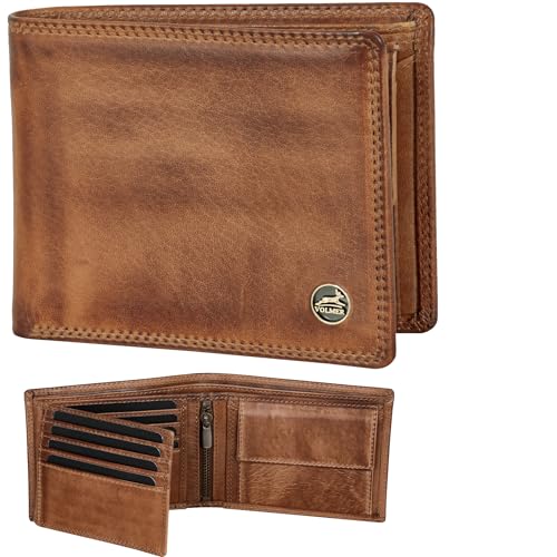Fa.Volmer Leder Geldbörse Herren mit RFID-Schutz - extra-stabile Doppelnaht (8+3 Card - Antique Brown) von Fa.Volmer