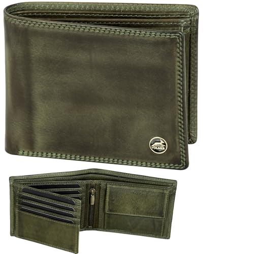 Fa.Volmer Leder Geldbörse Herren mit RFID-Schutz - extra-stabile Doppelnaht (8+3 Card - Hunter Green) von Fa.Volmer