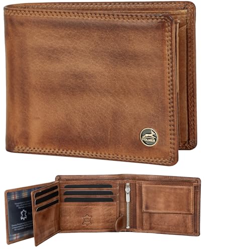 Fa.Volmer Leder Geldbörse Herren mit RFID-Schutz - extra-stabile Doppelnaht (9+4 Card - Antique Brown) von Fa.Volmer