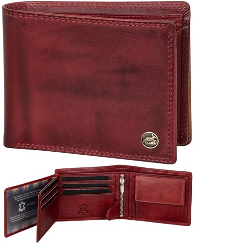 Fa.Volmer Leder Geldbörse Herren mit RFID-Schutz - extra-stabile Doppelnaht (9+4 Card - Bordeaux Red) von Fa.Volmer