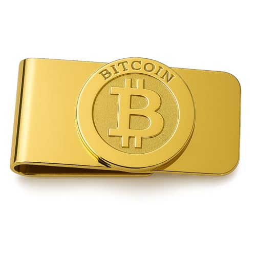 Fa.Wessel Bitcoin Geldscheinklammer Edelstahl vergoldet. Edel und elegant für Männer mit Stil und Klasse | Geldklammer | Money Clip | Geldclip | BTC | Crypto von Fa.Wessel