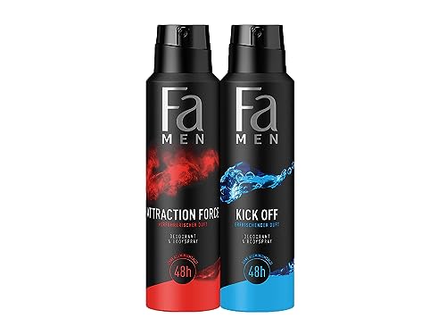 Fa For Men Deodorant & Bodyspray Attraction Force, 1x 150ml & Fa Deodorant & Bodyspray Kick Off, 1x 150ml von Fa