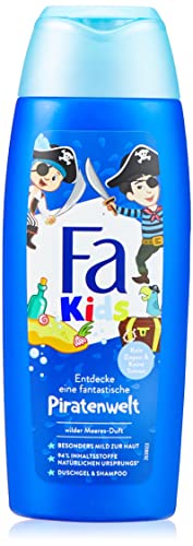 Fa Kids Kindershampoo & Duschgel Piratenwelt (250 ml), sanft zur Haut mit pflegender, milder Formel und wildem Meeres-Duft von Fa