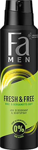 Fa Men Deodorant & Bodyspray Fresh & Free Minze & Bergamotte ohne Alkohol, ohne Aluminiumsalze, 48h Schutz, 150 ml von Fa