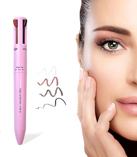4-In-1 Makeup Pen, FaJoek Wasserfester Multifunktions-Schminkstift, Pen Pal Makeup, Eyebrow Pencil & Eyeliner & Lip Liner & Highlighter Pen, 4-in-1 Make-up Stift von FaJoek