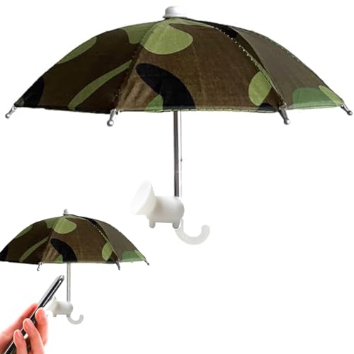 FaJoek Handy Regenschirm Handy Sonnenschirm, Handy-Regenschirm mit Saugnapf Multifunktional, Telefon-Regenschirme, Mini-Regenschirm, Sonnenschutz Handyhalterung, Cell Phone Stand Umbrella (Tarnung) von FaJoek
