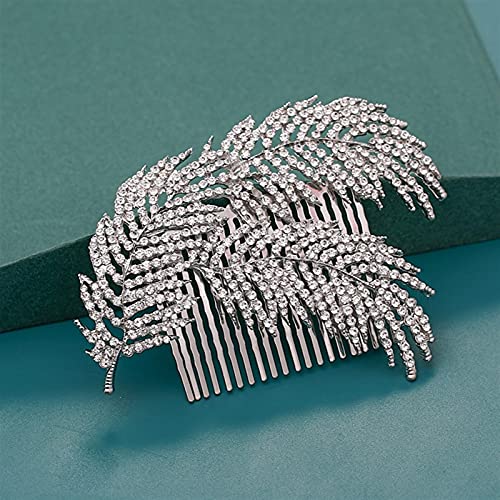 Haarkämme, Haarschmuck, Hochzeit, Braut-Kopfschmuck, handgefertigte Kristallperlen, Hochzeitsschmuck, Haarschmuck, Haar-Styling-Zubehör (Metallfarbe: rhodiniert) (A rhodiniert) von FaLkiN