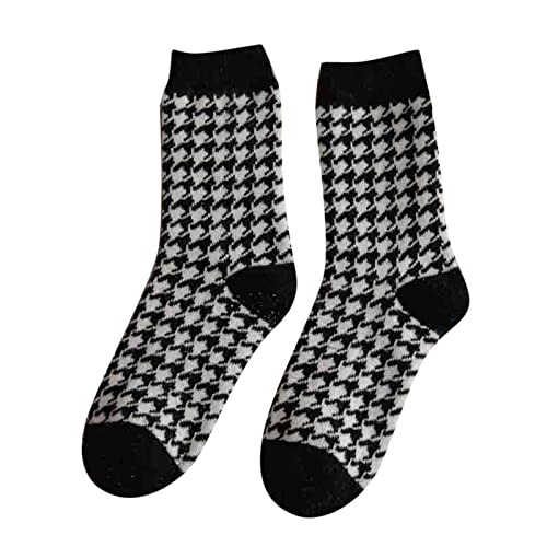 Du Wirst Papa Socken Damen Wintersocken Herbst und Winter Wolle Fleece Mid Tube Socken Houndstooth Printing Warme Strümpfe Socken Mit Herren (Black, One Size) von FaLkin