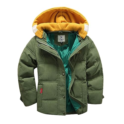 FaLkin Kinder Steppjacke Jungen Daunenjacke mit Abnehmbare Kapuze Langarm Verdicken Oberbekleidung Winddicht Warme Outdoorjacke Gepolsterte Outwear Reißverschluss Kapuzenjacke Winterjacke von FaLkin