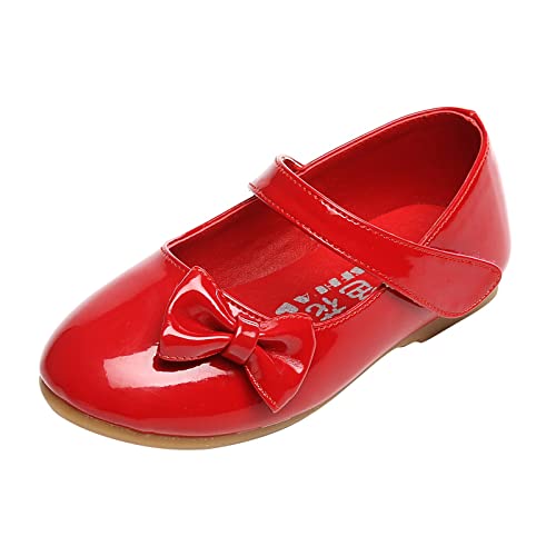 FaLkin Kinderschuhe Elegant rutschfeste Weicher Boden Kinder Abendschuhe Prinzessin Schuhe Halbschuhe Lederschuhe Schuhe MäDchen Party Festliche Kleidschuhe (Red, 33.5 Big Kids) von FaLkin