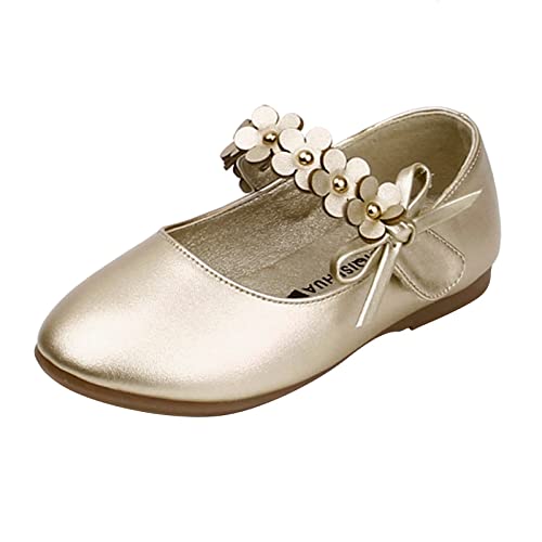 FaLkin Kinderschuhe Elegant rutschfeste Weicher Boden Kinder Abendschuhe Prinzessin Schuhe Hochzeitsschuhe Schuhe MäDchen Party Ballerinas Kleidschuhe (Gold, 25 Toddler) von FaLkin