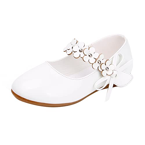 FaLkin Kinderschuhe Elegant rutschfeste Weicher Boden Kinder Abendschuhe Prinzessin Schuhe Hochzeitsschuhe Schuhe MäDchen Party Ballerinas Kleidschuhe (White, 28.5 Little Child) von FaLkin