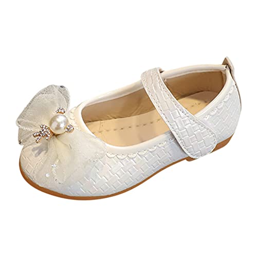 FaLkin Kinderschuhe Elegant rutschfeste Weicher Boden Kleid Schuhe Kinderschuhe Mädchen Kinder Schuhe Loafers Glitzer Kristall Prinzessin Schuhe (White, 25 Toddler) von FaLkin