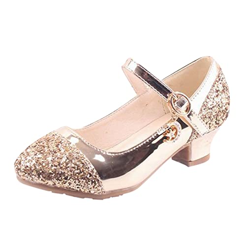 FaLkin Kinderschuhe Elegant rutschfeste Weicher Boden Kleid Schuhe Prinzessin Schuhe Hochzeitsschuhe Freizeitschuhe Ballerinas Kleidschuhe (Gold, 34 Big Kids) von FaLkin