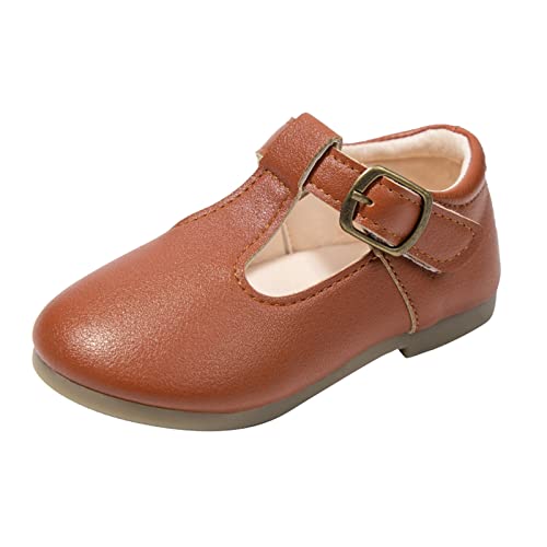 FaLkin Mädchen Prinzessin Schuhe rutschfeste Weicher Boden Kinder Abendschuhe Kinderschuhe Schulschuhe Halbschuhe Lederschuhe Freizeitschuhe Ballerinas Kleidschuhe (Brown, 26 Toddler) von FaLkin