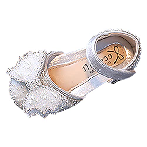 FaLkin Mädchen Prinzessin Schuhe rutschfeste Weicher Boden Kinder Abendschuhe Prinzessin Schuhe Hochzeitsschuhe Schuhe MäDchen Party Festliche Kleidschuhe (Silver, 24 Toddler) von FaLkin