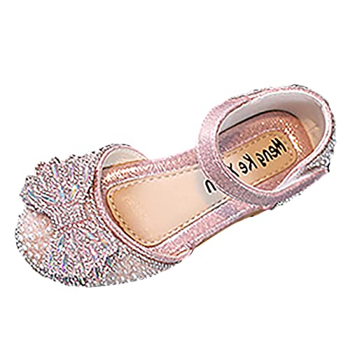 FaLkin Prinzessin Einzelne Schuhe Mädchen Mary Jane Schuhe Kinder Abendschuhe Kinderschuhe Mädchen Hochzeitsschuhe Glitzer Kristall Ballerinas Kleidschuhe (Pink, 25 Toddler) von FaLkin