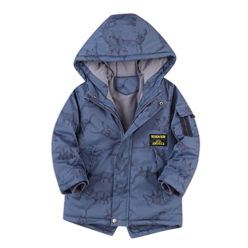 FaLkin Winterjacke Jungen Warme Winterparka mit Kapuze Dicke Warme Oberbekleidung mit Dinosaurier Druck Casual Oberbekleidung mit Reißverschluss Kinder Lässig Winterkleidung Jungen Wintermantel von FaLkin