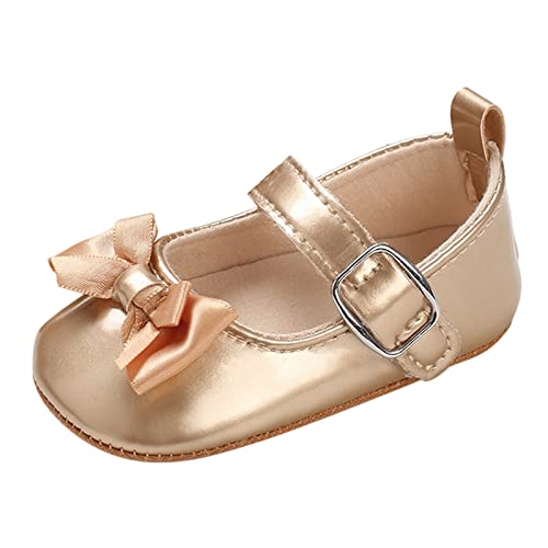 Kinderschuhe Elegant Festlich Ballerina Kleid Schuhe Kinderschuhe Mädchen Halbschuhe Lederschuhe Glitzer Kristall Ballerinas Kleidschuhe (Gold, 19 Infant) von FaLkin