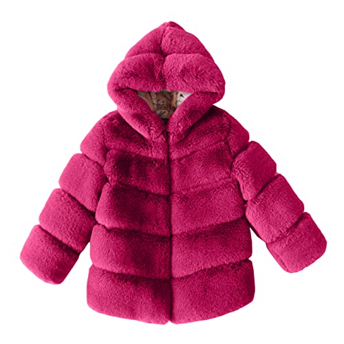 Kunstpelzmantel Mädchen Plüsch Warme Mode Flauschig Cardigan PlüSchjacke Verdicken Warme Oberbekleidung Solide Gepolsterte Outwear Kindermantel Kinder Winterjacke Mädchen (A-Hot Pink, 3-4 Years) von FaLkin
