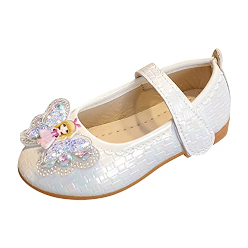 Mädchen Prinzessin Schuhe Festlich Ballerina Kinder Abendschuhe Kinderschuhe Mädchen Kinder Schuhe Loafers Glitzer Kristall Prinzessin Schuhe (White, 24 Toddler) von FaLkin