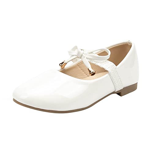 Mädchen Prinzessin Schuhe Festlich Ballerina Tanzschuhe Hochzeitsschuhe Kinderschuhe Mädchen Hochzeitsschuhe Glitzer Kristall Ballerinas Kleidschuhe (White, 28.5 Little Child) von FaLkin