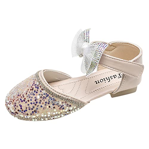 Mädchen Prinzessin Schuhe Festlich Ballerina Tanzschuhe Hochzeitsschuhe Kinderschuhe Mädchen Kinder Schuhe Loafers Glitzer Kristall Ballerinas Kleidschuhe (White, 29.5 Little Child) von FaLkin