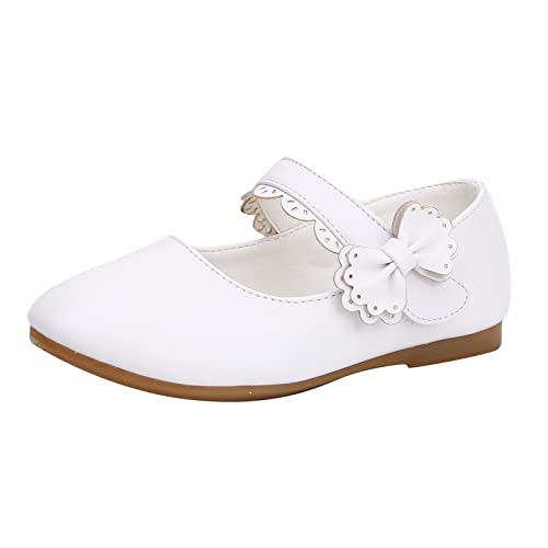 Mädchen Prinzessin Schuhe Festlich Ballerina Tanzschuhe Hochzeitsschuhe Kinderschuhe Schulschuhe Halbschuhe Lederschuhe Glitzer Kristall Ballerinas Kleidschuhe (White, 23 Toddler) von FaLkin