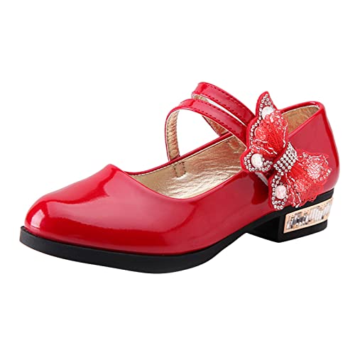 Prinzessin Einzelne Schuhe Festlich Ballerina Kinder Abendschuhe Prinzessin Schuhe Halbschuhe Lederschuhe Freizeitschuhe Ballerinas Kleidschuhe (Red, 28.5 Little Child) von FaLkin