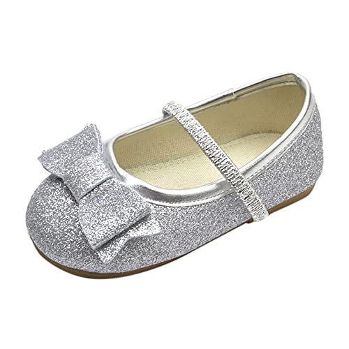 Prinzessin Einzelne Schuhe Festlich Ballerina Tanzschuhe Hochzeitsschuhe Kinderschuhe Mädchen Hochzeitsschuhe Glitzer Kristall Ballerinas Kleidschuhe (Silver, 20 Infant) von FaLkin