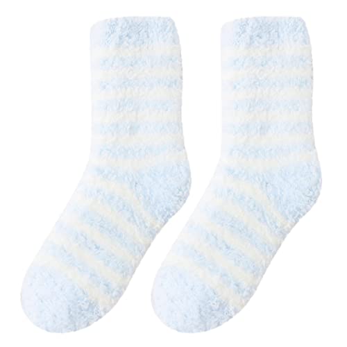 Socken Kuschelig Damen Damen Winter Stripe Socken Herbst und Winter Mid Tube Socken Fleece verdickte warme Strümpfe Kinder Sneaker Socken Mädchen 35 (C, One Size) von FaLkin