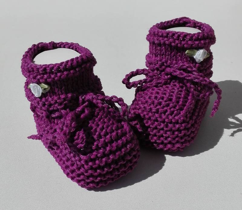 8 cm Babyschuhe Taufschuhe Baumwollmischung Fuchsia von FaTaHandarbeit