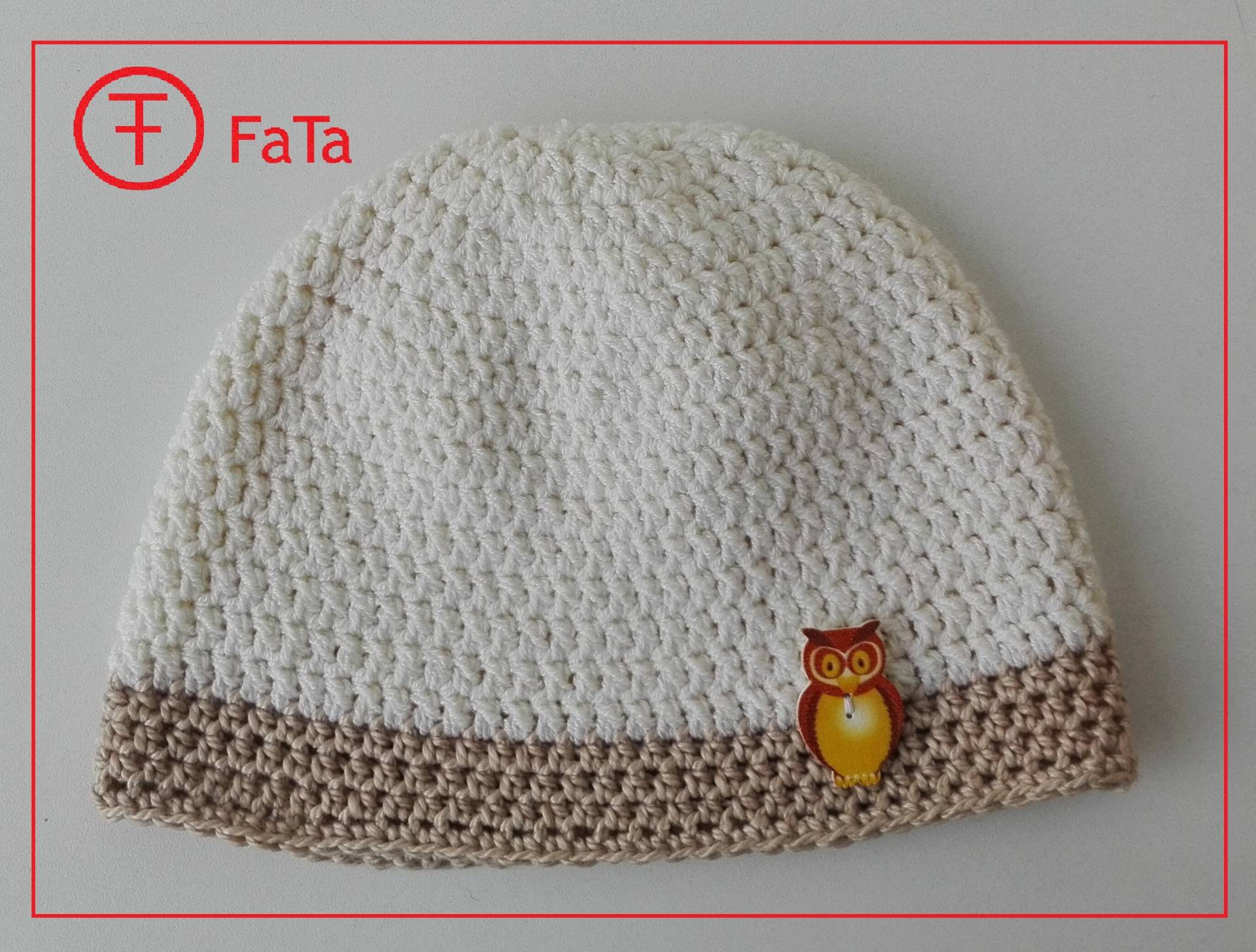 Babymütze Häkelmütze Taufmütze Weiß-Beige von FaTaHandarbeit