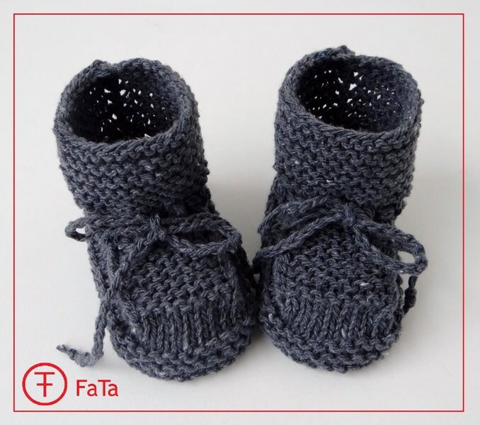 Babyschühchen Babyschuhe Taufschuhe Tweed Grau von FaTaHandarbeit