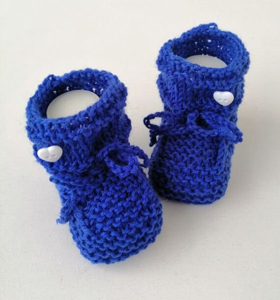 Babyschuhe Taufschuhe Aus Wollmischung in Blau Gestrickt von FaTaHandarbeit